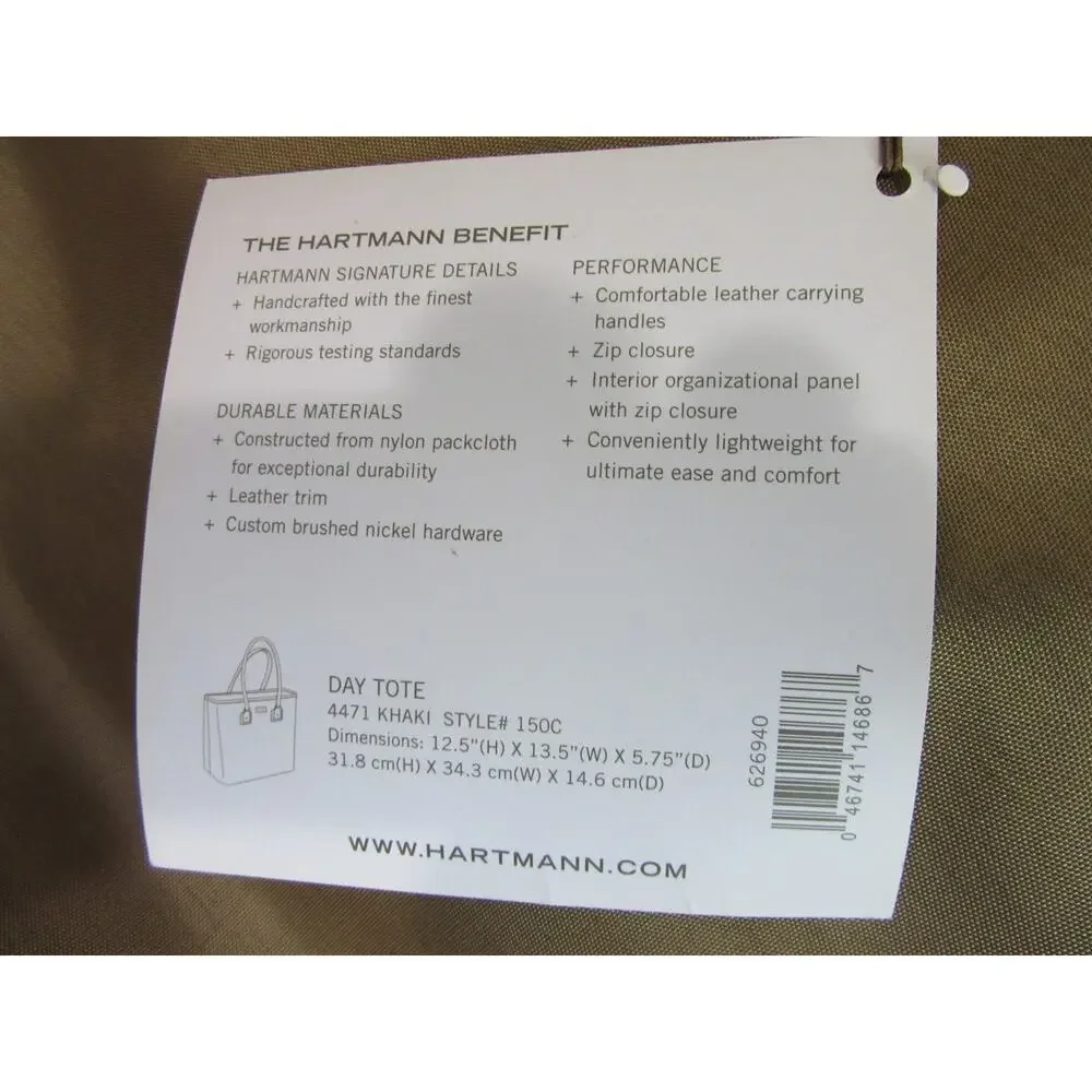 HARTMANN Day Tote Shopper Leather Strap and Trim Nylon Packcloth New